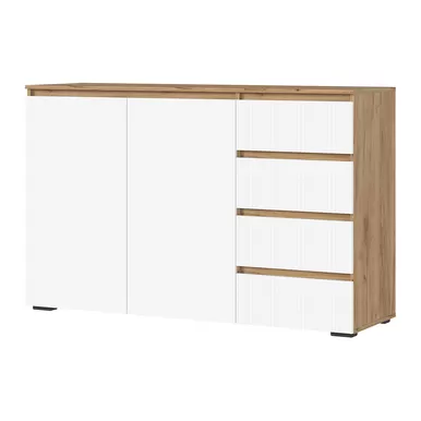 Комод Хелен КМ-06 (МДФ, 4 ящика) - Дуб Крафт золотой/Белый (Стендмебель)