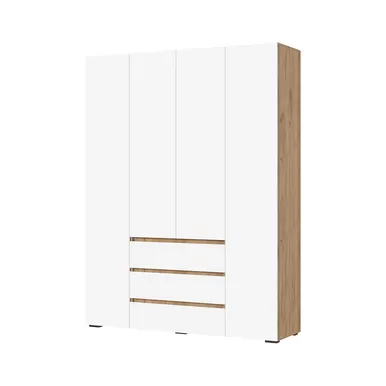 Шкаф 4х створчатый с ящиками Хелен ШК-05 (МДФ) - Дуб Крафт золотой / Белый (Стендмебель)