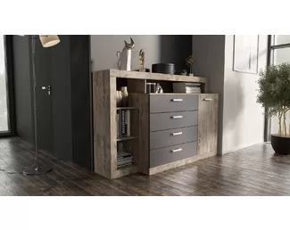 Комод Ангара - Дуб Юкон/Графит (МИФ)