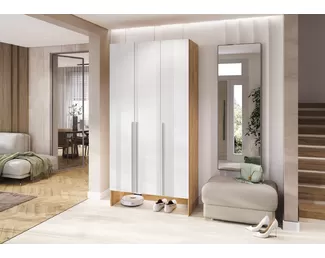 Шкаф 3-х створчатый Луна - Дуб Крафт/Браш Вайт (МИФ)