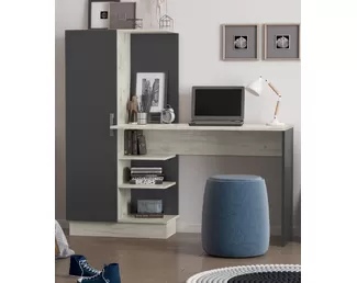 Стол компьютерный №1 - Дуб Крафт белый/Графит (МИФ)