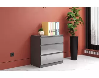 Комод (3 ящика) Морвик 465.03 - Черный глянец (Столлайн)