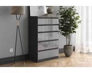 Комод (5 ящиков) Морвик 465.04 - Черный глянец (Столлайн)