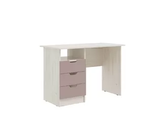 Стол с ящиками Юниор-4 - Дуб Крафт белый/Шарли Пинк (МИФ)