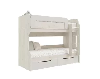 Кровать 2-х ярусная (чердак) Юниор-4 - Дуб Крафт белый/Шарли белый (МИФ)