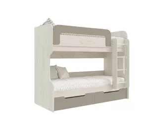 Кровать 2-х ярусная (чердак) Юниор-4 - Дуб Крафт белый/Шарли Мокко (МИФ)