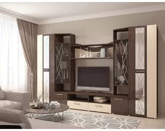 Гостиная Гамма с зеркалом (Венге/Дуб) Горизонт