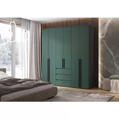 Шкаф 6-ти створчатый Норд - Графит/Изумрудный (МИФ)