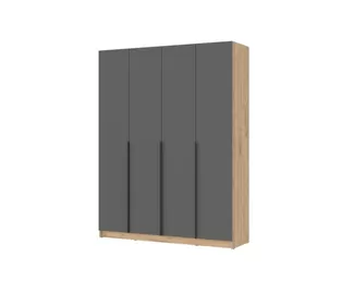 Шкаф 4-х створчатый Лион ШК-06 - Дуб Крафт / Графит (Стендмебель)