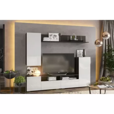 Гостиная Лия - Венге / Белый глянец (Рикко)