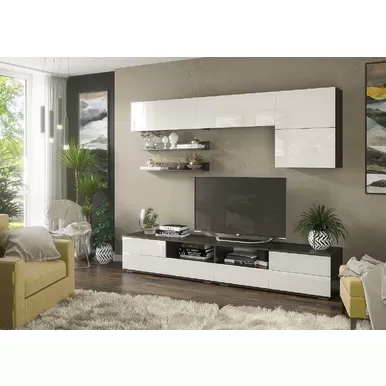 Гостиная Лия 2 - Венге / Белый глянец (Рикко)