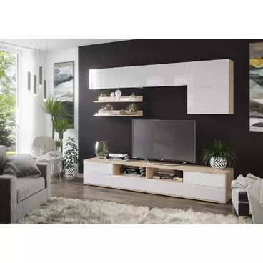 Гостиная Лия 2 - Сонома / Белый глянец (Рикко)