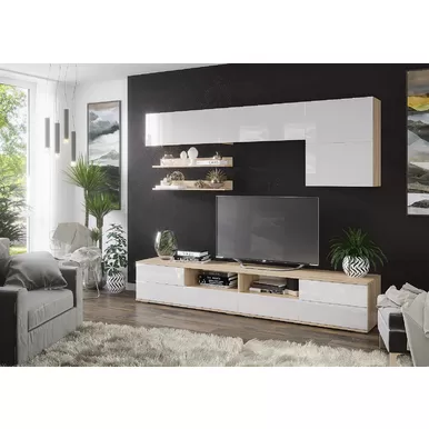 Гостиная Лия 2 - Сонома / Белый глянец (Рикко)