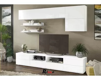 Гостиная Лия 2 - Белый / Белый глянец (Рикко)