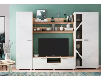 Гостиная Манхетен - Дуб Сонома светлый / Белый глянец