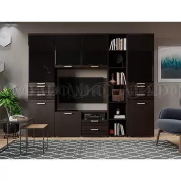 Гостиная Асти Венге (Вариант 1) - Шоколад/Венге (МИФ)