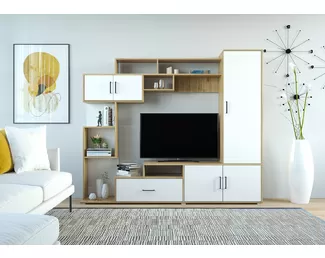 Гостиная Пекин - Крафт золотой/Белый (Горизонт)