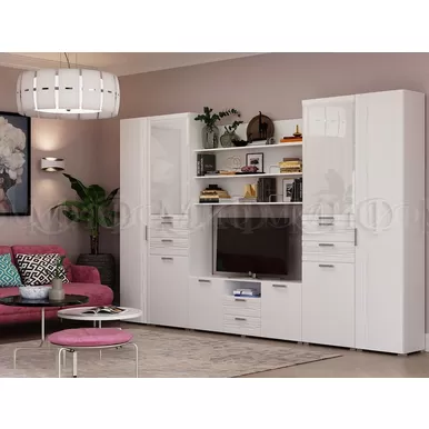 Гостиная Асти Белый глянец (Вариант 3) МИФ