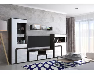 Гостиная Марсель - Венге / Белый (Стандартный комплект) Горизонт