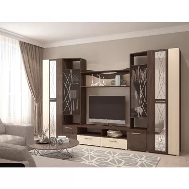 Гостиная Гамма с зеркалом (Венге/Дуб) Горизонт