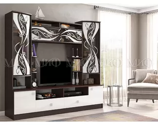 Гостиная Женева ЦС - Белый глянец/Венге (МИФ)