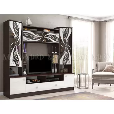 Гостиная Женева ЦС - Белый глянец/Венге (МИФ)