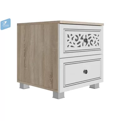 Тумба прикроватная Мадлен - Ясень белый/Дуб Сонома светлый (МК Стиль)