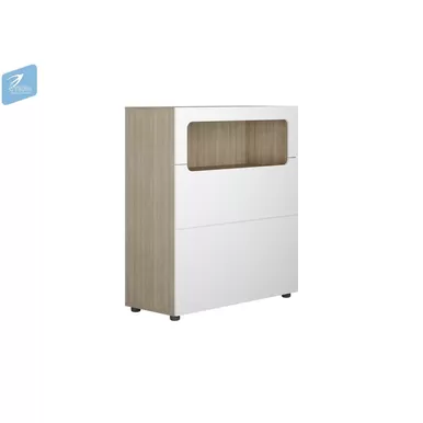 Тумба ТМ-033 Палермо-3 Юниор - Ясень Шимо светлый/Белый глянец (МК Стиль)