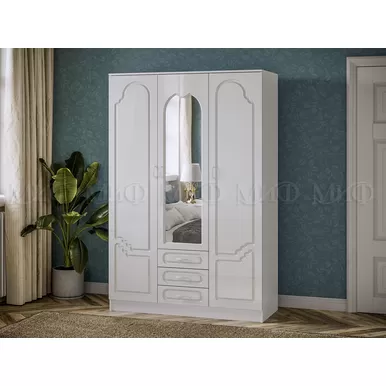 Шкаф 3 ств. Гармония (Белый глянец) МИФ