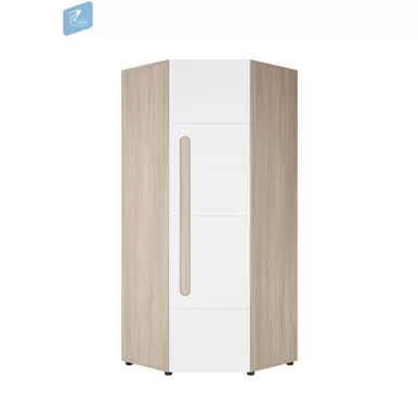 Шкаф угловой ШК-013 Палермо-3 - Ясень Шимо светлый/Белый глянец (МК Стиль)