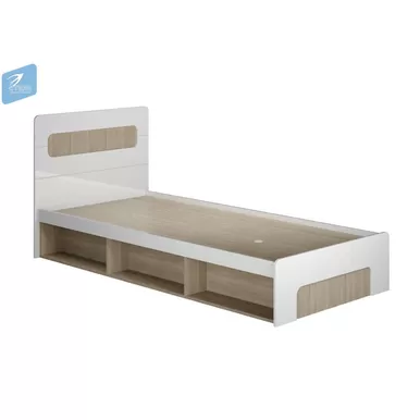 Кровать с под. мех. 0.9 м КР-001 Палермо-3 Юниор - Ясень шимо светлый /Белый глянец (МК Стиль)