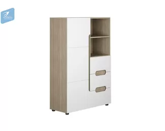 Шкаф 1 ств. комбинир ШК-019 Палермо-3 Юниор - Ясень Шимо светлый/Белый глянец (МК Стиль)