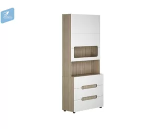 Стеллаж с ящиками СЖ-032 Палермо-3 Юниор - Ясень Шимо светлый/Белый глянец (МК Стиль)