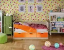 Кровать Бабочки 1.6*0.8м (Оранжевый металлик / Дуб беленый) МИФ