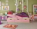 Кровать Дельфин 1.8*0.8м (Розовый металлик / Дуб беленый) МИФ