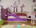 Кровать Дельфин-1, 1.6*0.8м  (Фиолетовый металлик / Дуб беленый) МИФ