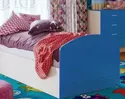 Кровать Юниор-2 (Синий матовый / Дуб беленый) МИФ