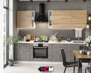 Кухня Бетоны 2.9 м - Дуб сонома/Бетон темный (Стендмебель)