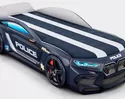 Кровать-машинка Romeo-M Полиция + ОртоМатрас  - Черная (Romack)