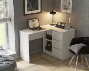 Стол письменный угловой Челси - Белый глянец холодный / Белый (МИФ)