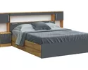 Кровать Бася 1,6м с надстройкой и тумбами - Графит/Дуб крафт (МИФ)