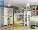 Детская комната КУБО - Комплект 2 - Белый гладкий/Грин Грей Софт(МК Стиль)