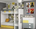 Детская комната КУБО - Комплект 3 - Белый гладкий/Грин Грей Софт(МК Стиль)