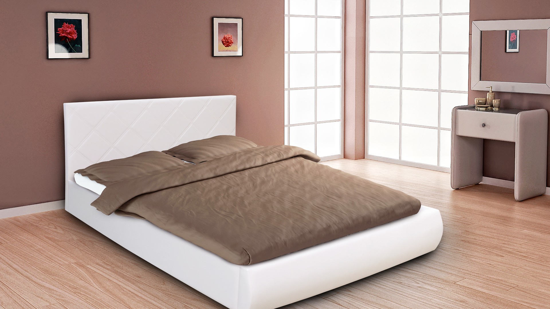 Купить Кровать Эко 1400 - Кожзам белый (М-Стиль) в Минске