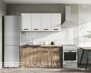 Кухня Пасаденна 1.6м ЛДСП - Белый бриллиант/Ржавый камень (Стендмебель)