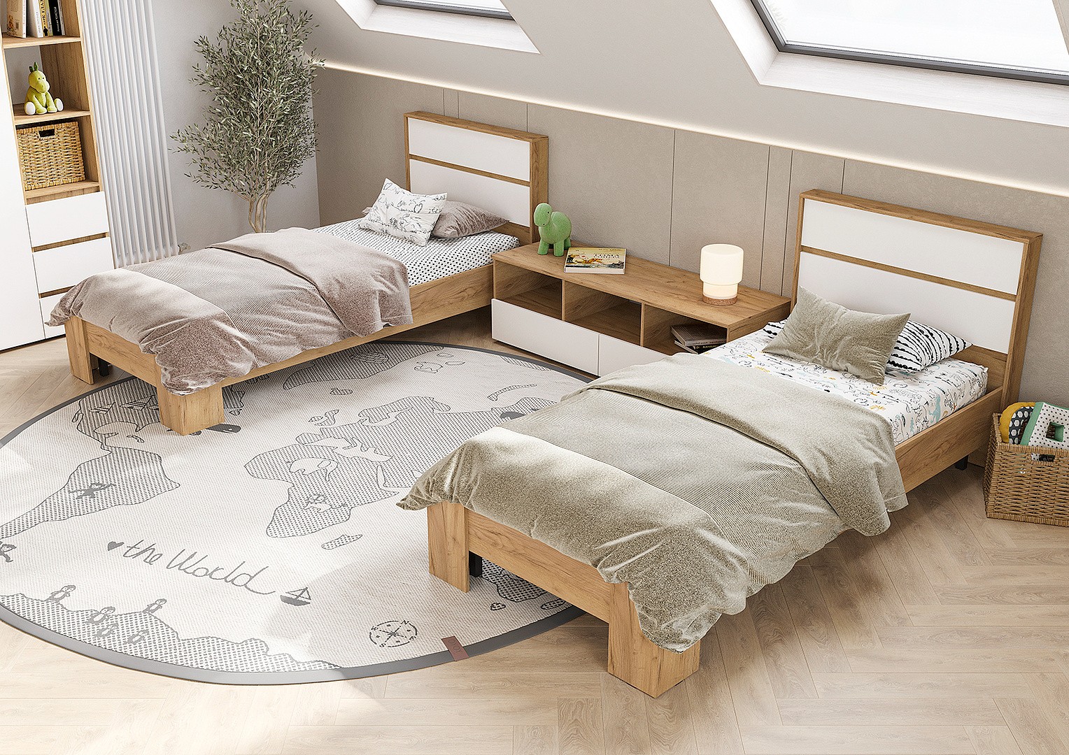 Кровать Хелен КР-01 - Белый/Дуб крафт золотой (Стендмебель)