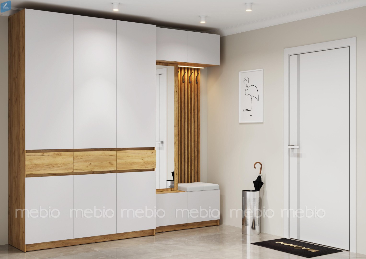 Купить Прихожая Бостон - Комплект 3 - Дуб крафт золотой / Белый глянец ...