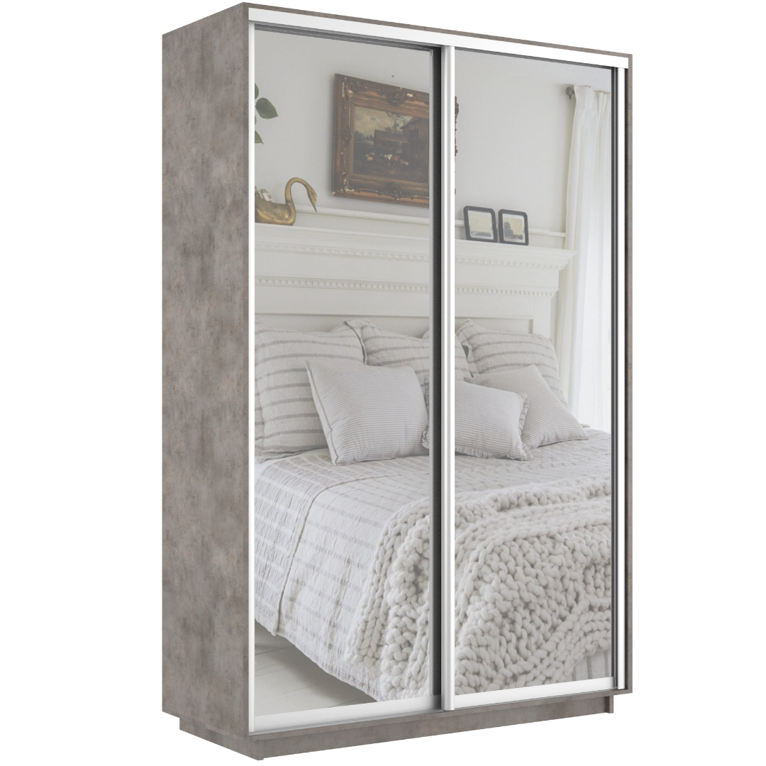 Купить Шкаф-купе Экспресс 2-х дверный (Зеркало, 1200х2200х600) - Бетон ...