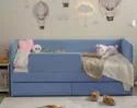Кровать-тахта Polly ЯМБ с ортоматрасом (200x90) - Лазурный (Romack)