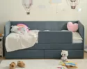 Кровать-тахта Polly ЯМБ с экоматрасом (200x90) - Голубой (Romack)
